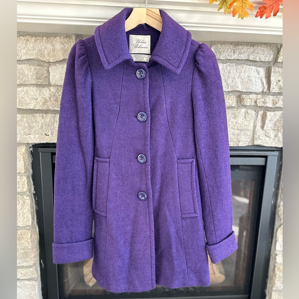 URBAN BEHAVIOR PEA COAT Purple 💜 WOOL Mix LIKE NEW Size XS Junior ($120)